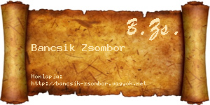 Bancsik Zsombor névjegykártya